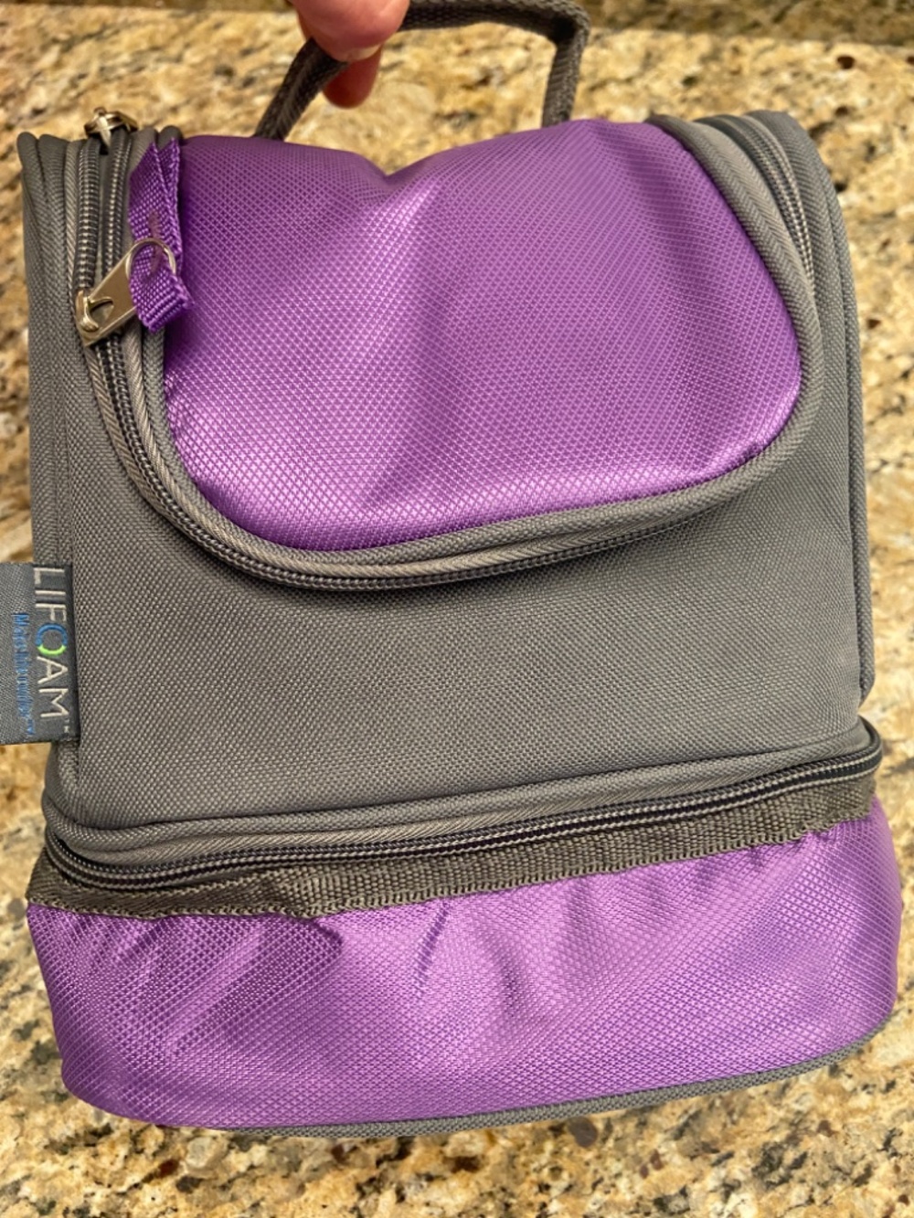 Like new! LIFOAM two compartment lunch bag Purple Grey